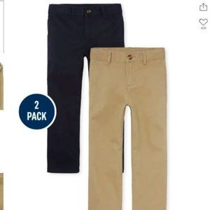 NWT Children's Place 2 pack Uniform Stretch Chino Pants Size 8 Khaki/Navy